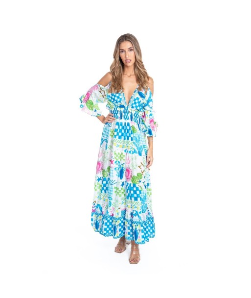 Vestido Largo Midi Estampado Blanco para Mujer - Moda Elegante y Confortable - Ideal para Fiesta y Ocasiones Especiales