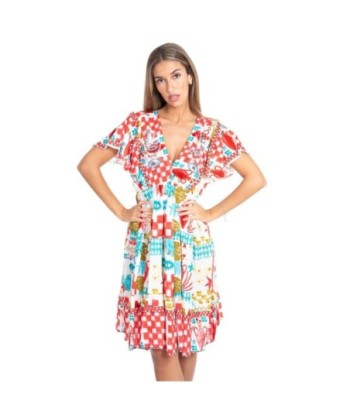 Vestido Corto Crudo Estampado para Mujer - Moda Isla Bonita Sun and Sand - Perfecto para Fiesta y Ocasiones Especiales