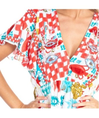 Vestido Corto Crudo Estampado para Mujer - Moda Isla Bonita Sun and Sand - Perfecto para Fiesta y Ocasiones Especiales