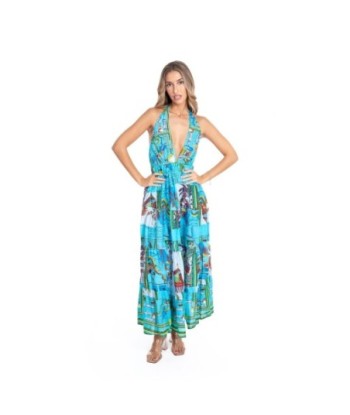 Vestido Largo Midi Azul Estampado para Mujer - Elegante y Cómodo, Ideal para Ocasiones Especiales y Uso Diario