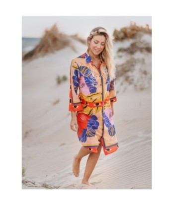 Vestido Largo Midi Camisero Mujer Estampado Étnico Azul - Moda Mujer, Elegante, Casual, Ideal para Fiesta y Ocasiones