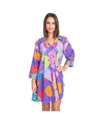 Vestido Corto Camisero Verde Estampado Floral 100% Algodón para Mujer - Moda Isla Bonita - Vestido Elegante para