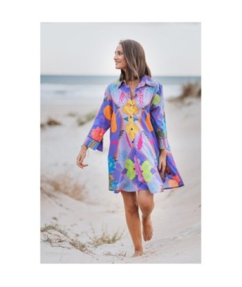 Vestido Corto Camisero Verde Estampado Floral 100% Algodón para Mujer - Moda Isla Bonita - Vestido Elegante para