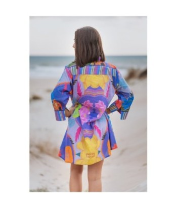 Vestido Corto Camisero Verde Estampado Floral 100% Algodón para Mujer - Moda Isla Bonita - Vestido Elegante para
