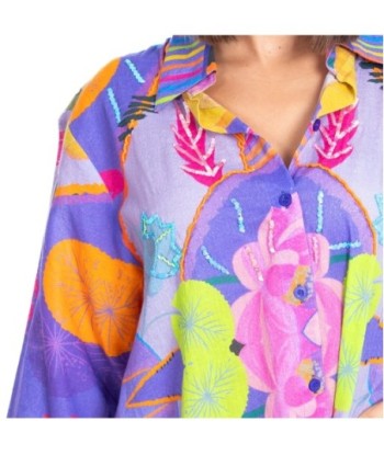 Vestido Corto Camisero Verde Estampado Floral 100% Algodón para Mujer - Moda Isla Bonita - Vestido Elegante para