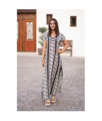 Vestido Largo Midi Azul para Mujer - Moda Étnica, Ideal para Fiesta, Casual y Ocasiones Especiales, 100% Algodón,