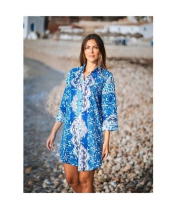 Vestido Corto Camisero Rosa Mujer - Moda Étnica Isla Bonita - Estampado Único para Fiesta y Ocasiones Especiales