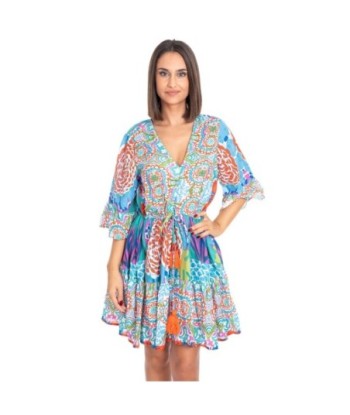 Vestido Corto Crudo Estampado para Mujer - Moda Isla Bonita Boheme - Elegante y Versátil para Fiesta, Verano y