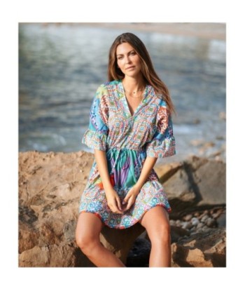 Vestido Corto Crudo Estampado para Mujer - Moda Isla Bonita Boheme - Elegante y Versátil para Fiesta, Verano y