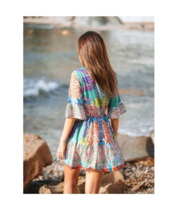 Vestido Corto Crudo Estampado para Mujer - Moda Isla Bonita Boheme - Elegante y Versátil para Fiesta, Verano y