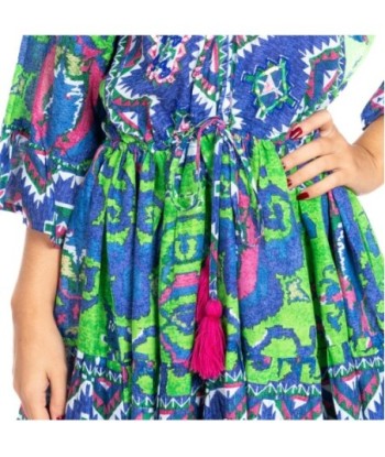 Vestido Corto Crudo para Mujer - Estampado Elegante, Manga ¾, Ideal para Fiesta y Ocasiones Especiales - Ropa