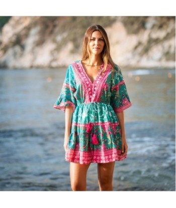Vestido Corto Crudo para Mujer - Estilo Bohemio, Manga ¾, Perfecto para Ocasiones Especiales y Uso Diario - Moda