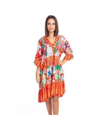 Vestido Corto Blanco Estampado para Mujer - Moda Isla Bonita Étnico, Ideal para Fiesta, Casual y Verano, 100%