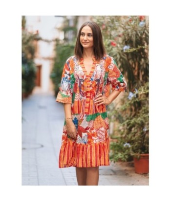 Vestido Corto Blanco Estampado para Mujer - Moda Isla Bonita Étnico, Ideal para Fiesta, Casual y Verano, 100%