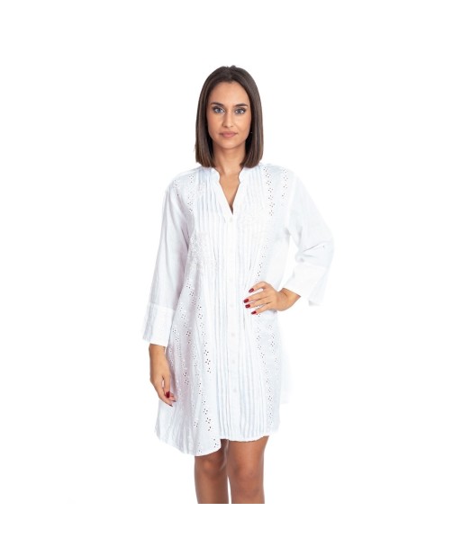Vestido Mujer Ibiza Style - Vestido Corto Floral Camisero de Algodón, Moda Mujer, Ideal para Fiesta y Ocasiones