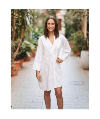 Vestido Mujer Ibiza Style - Vestido Corto Floral Camisero de Algodón, Moda Mujer, Ideal para Fiesta y Ocasiones