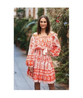 Vestido Corto Blanco para Mujer - Estilo Etnico, Manga ¾, Ideal para Fiesta y Ocasiones Especiales, 100% Algodón,