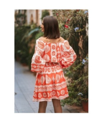 Vestido Corto Blanco para Mujer - Estilo Etnico, Manga ¾, Ideal para Fiesta y Ocasiones Especiales, 100% Algodón,