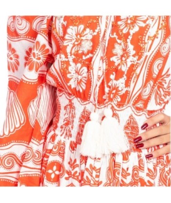Vestido Corto Blanco para Mujer - Estilo Etnico, Manga ¾, Ideal para Fiesta y Ocasiones Especiales, 100% Algodón,