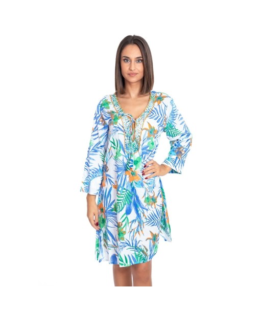 Kurta Rosa para Mujer - Estilo Floral, Manga ¾, 100% Algodón, Moda Isla Bonita, Colección Sun and Sand, Perfecta