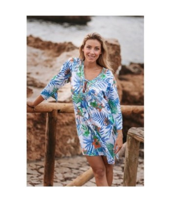 Kurta Rosa para Mujer - Estilo Floral, Manga ¾, 100% Algodón, Moda Isla Bonita, Colección Sun and Sand, Perfecta