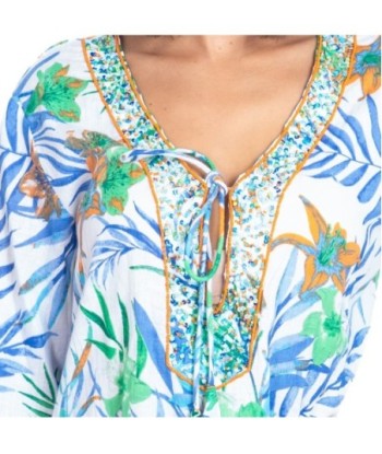 Kurta Rosa para Mujer - Estilo Floral, Manga ¾, 100% Algodón, Moda Isla Bonita, Colección Sun and Sand, Perfecta