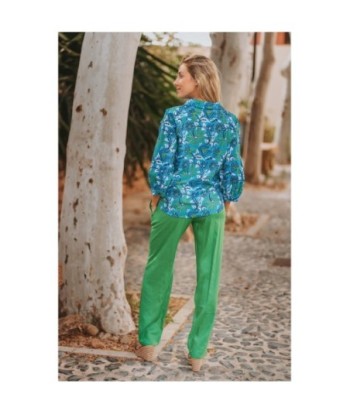 Pantalón Mujer Azul Liso de Rayón 100% - Tiro Medio, Ideal para Otoño e Invierno, Ropa Casual y Elegante para