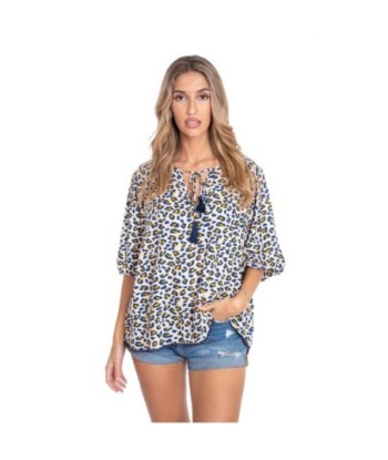 Blusa Mujer Multicolor Animal Print, Camisa Manga 3/4 Elegante para Fiesta, Moda Mujer, Ropa Mujer, Blusas de