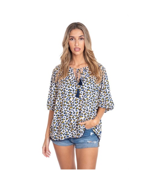 Blusa Mujer Multicolor Animal Print, Camisa Manga 3/4 Elegante para Fiesta, Moda Mujer, Ropa Mujer, Blusas de