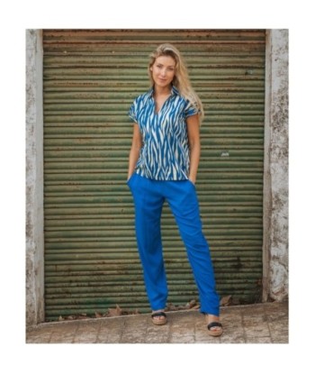 Pantalón Mujer Azul Estampado Tiro Medio - Ropa Mujer Invierno, Ideal para Ocasiones Informales y Diarias, Comodidad