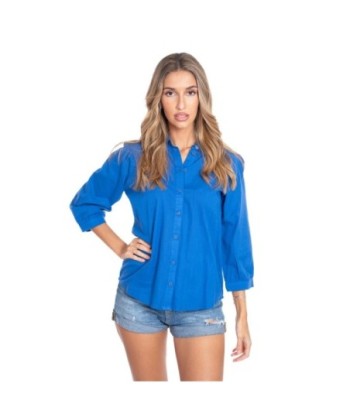 Camisa Verde Mujer de Algodón, Manga ¾, Estilo Camisero, Ideal para Ocasiones Informales, Moda Primavera Verano,