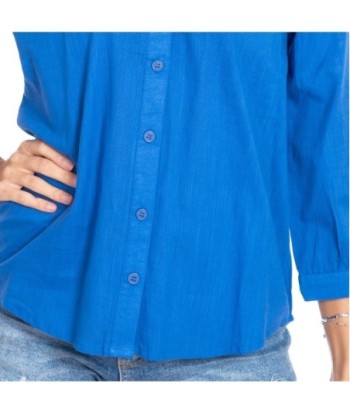 Camisa Verde Mujer de Algodón, Manga ¾, Estilo Camisero, Ideal para Ocasiones Informales, Moda Primavera Verano,