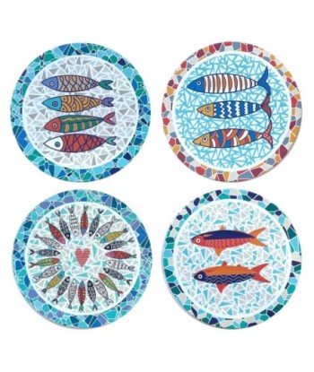 Salvamantel de Cerámica con Diseño de Peces Trencadis, Set de 4 Unidades para Decoración de Mesa y Regalos Especiales