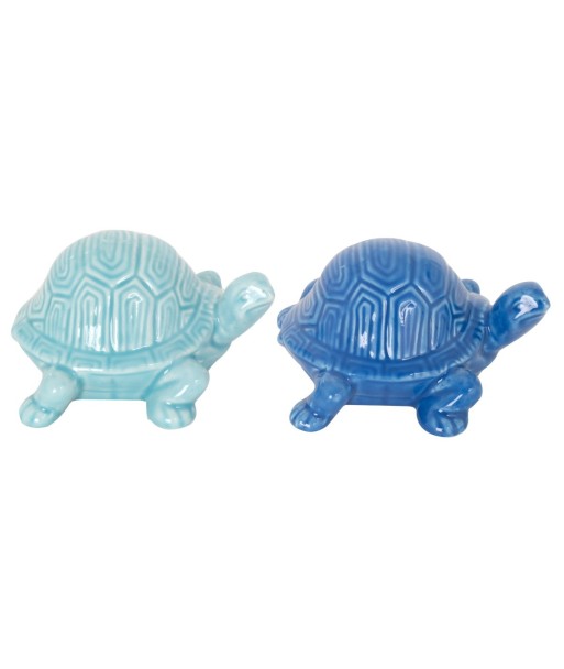 Figura de Tortuga Cerámica Azul - Decoración Marina y Náutica para Hogar, Regalos Originales y Accesorios de