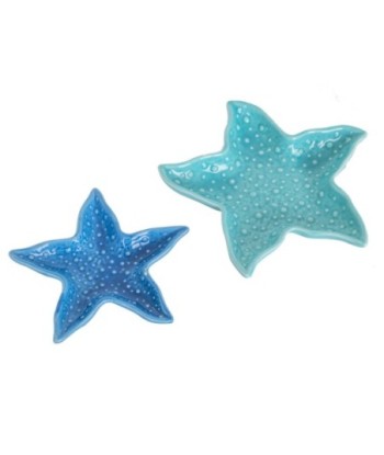 Bandejas Estrella Mar Cerámica - Juego de 2 Bandejas Decorativas para Mesa, Centro de Mesa, Regalos Originales