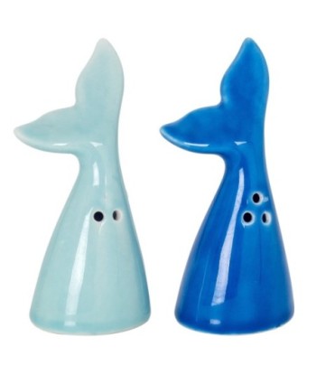 Salero y Pimentero Cola Ballena Cerámica 2 Unidades, Accesorios de Cocina Originales y Decorativos para Mesa