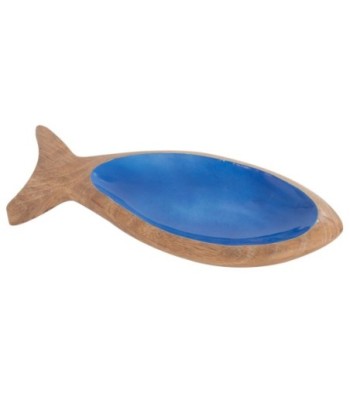 Bandeja Pez Azul de Madera para Decoración y Almacenamiento, Ideal para Cocina, Sala y Regalos Originales