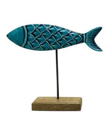 Figura decorativa de pez de madera verde para hogar, estilo moderno y elegante, accesorio único para decoración