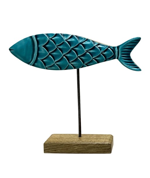 Figura decorativa de pez de madera verde para hogar, estilo moderno y elegante, accesorio único para decoración