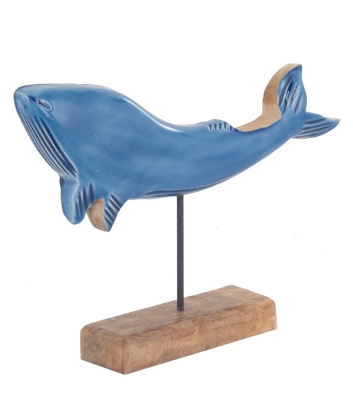 Ballena decorativa de madera azul, figura animal para decoración moderna y original en casa, regalo único y exclusivo