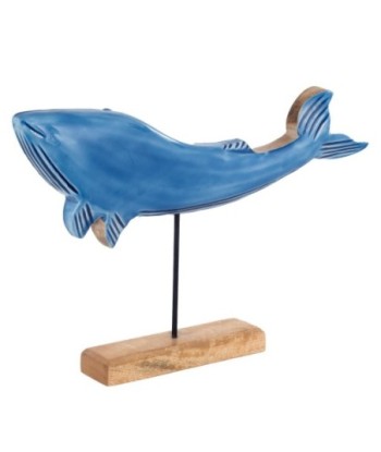 Ballena Decorativa de Madera Azul, Figura de Animal para Decoración Moderna y Original en el Hogar