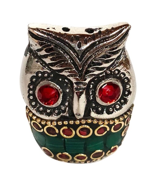 Búho Decorativo Pequeño de Aluminio Rojo, Figura de Búho Ideal para Regalos y Decoración de Hogar