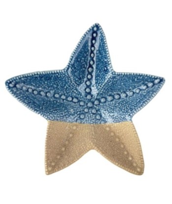 Bandeja Decorativa Estrella de Mar Cerámica Azul para Hogar, Accesorio Náutico de Estilo Marítimo