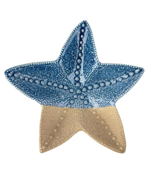 Bandeja Decorativa Estrella de Mar Cerámica Azul para Hogar, Accesorio Náutico de Estilo Marítimo