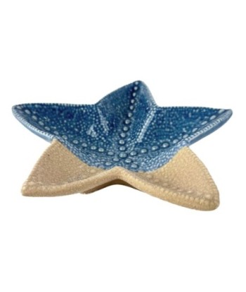 Bandeja Decorativa Estrella de Mar Cerámica Azul para Hogar, Accesorio Náutico de Estilo Marítimo