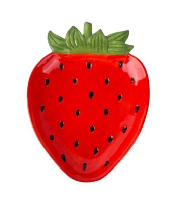 Plato Fresa Cerámica Decorativo Ideal para Cocina y Mesa, Perfecto para Servir Postres y Aperitivos, Diseño Elegante