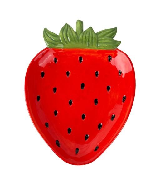 Plato Fresa Cerámica Decorativo Ideal para Cocina y Mesa, Perfecto para Servir Postres y Aperitivos, Diseño Elegante