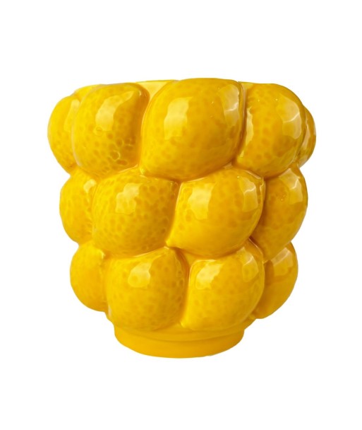 Jarrón de Cerámica Decorativo con Limones, Ideal para Decoración de Hogar, Jarrón Amarillo para Flores y Plantas