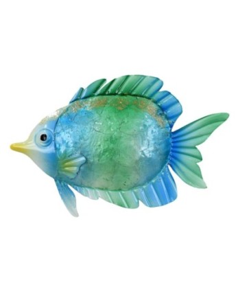 Adorno Pared Pez Decorativo Nautico para Interiores, Aplique de Metal Azul, Estilo Marítimo para Salón y Comedor