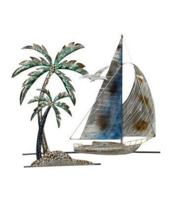Adorno de Pared Barco Nautico en Metal, Decoración Maritima para Hogar, Aplique Pared Estilo Marinero